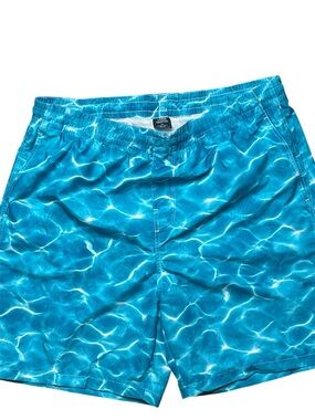 Men's Turquoise Water-Effect Swim Trunks